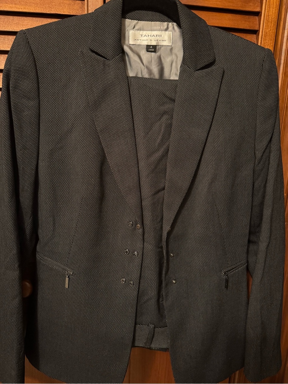 Tahari ASL Women's Charcoal Microdot Pant Suit